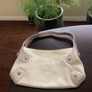 New Petusgo Leather Handbag (white/pink)